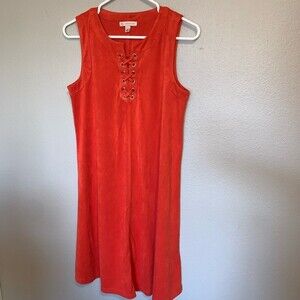 Dress Barn orange lace up suede dress women's size medium 8